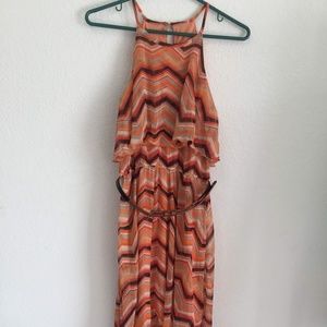 B Darlin Orange striped high-low dress